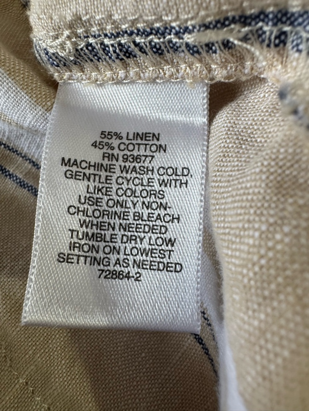 Liz Claiborne Striped Linen Wide-Leg Pants Trouser Cream Gray White Sz Large - Picture 9 of 10